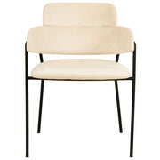 Axis Upholstered Dining Chair with Curved Open-Back and Arms and Black/Gold Stainless Steel Legs Black Velvet Beige Dining Chair Leisuremod