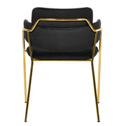 Axis Upholstered Dining Chair with Curved Open-Back and Arms and Black/Gold Stainless Steel Legs Gold Velvet Black Dining Chair Leisuremod