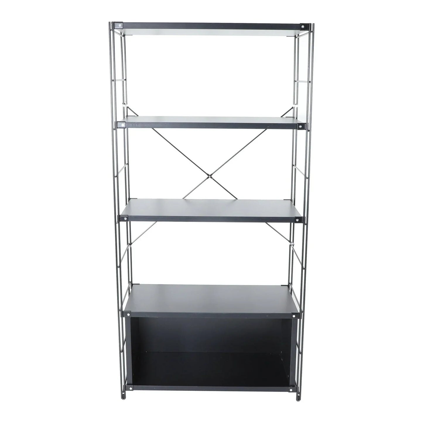 Brentwood Etagere Bookcase with Black Powder Coated Steel Frame and Melamine Board Shelves - Elax Furniture