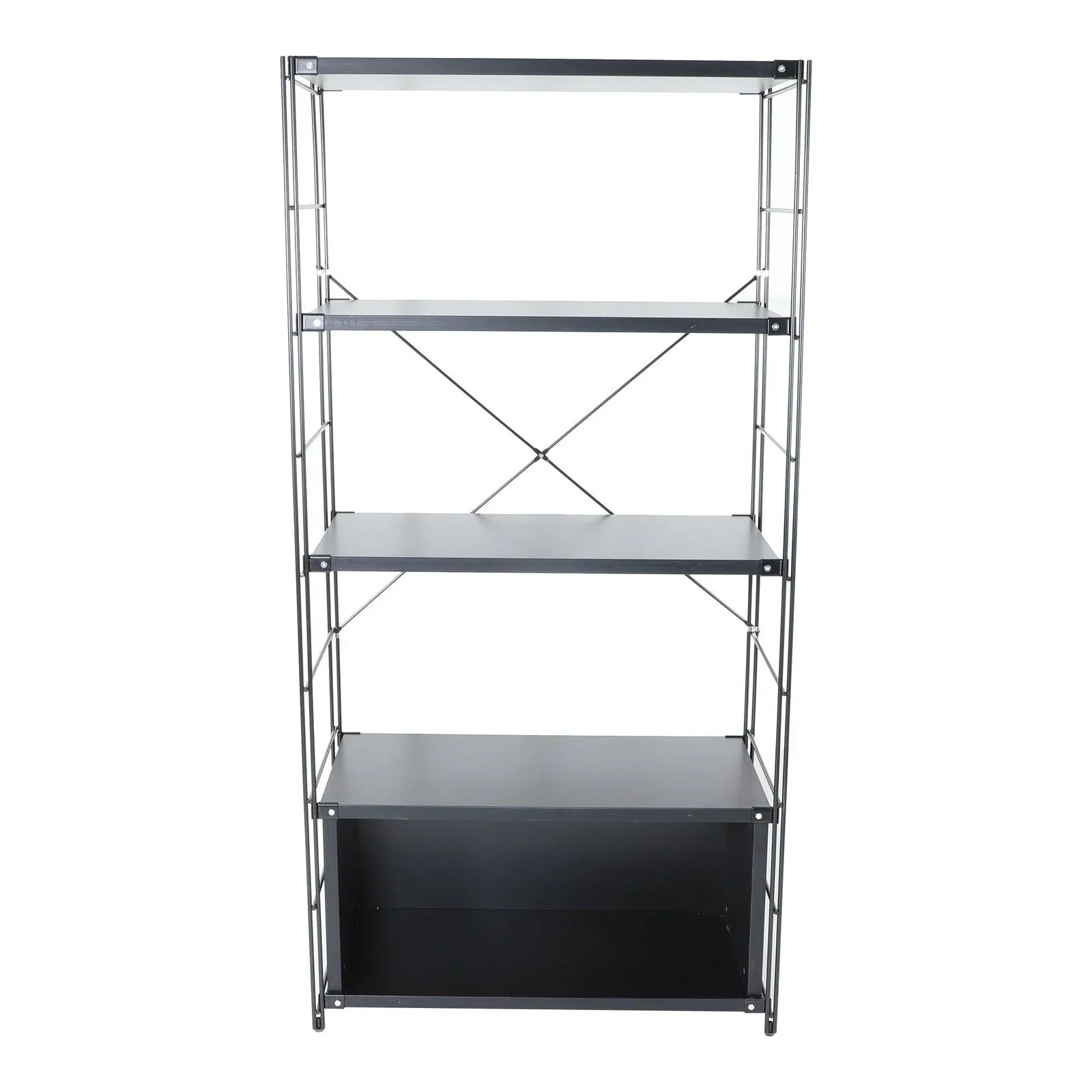 Brentwood Etagere Bookcase with Black Powder Coated Steel Frame and Melamine Board Shelves - Elax Furniture