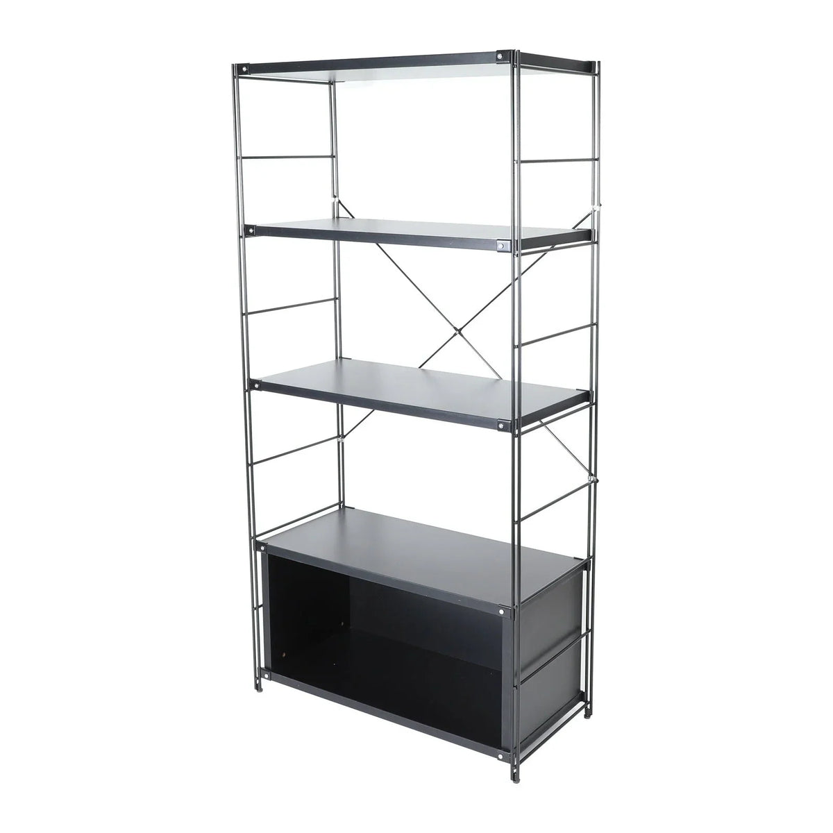Brentwood Etagere Bookcase with White Powder Coated Steel Frame and Melamine Board Shelves - Elax Furniture