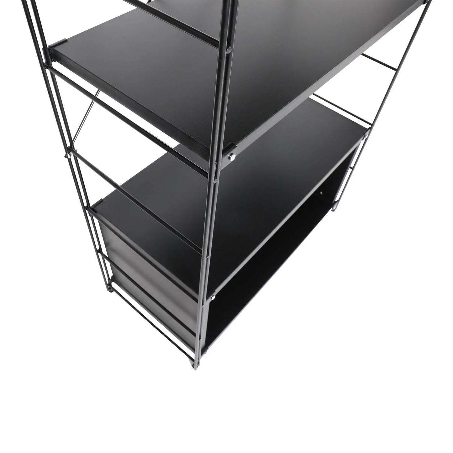 Brentwood Etagere Bookcase with Black Powder Coated Steel Frame and Melamine Board Shelves - Elax Furniture