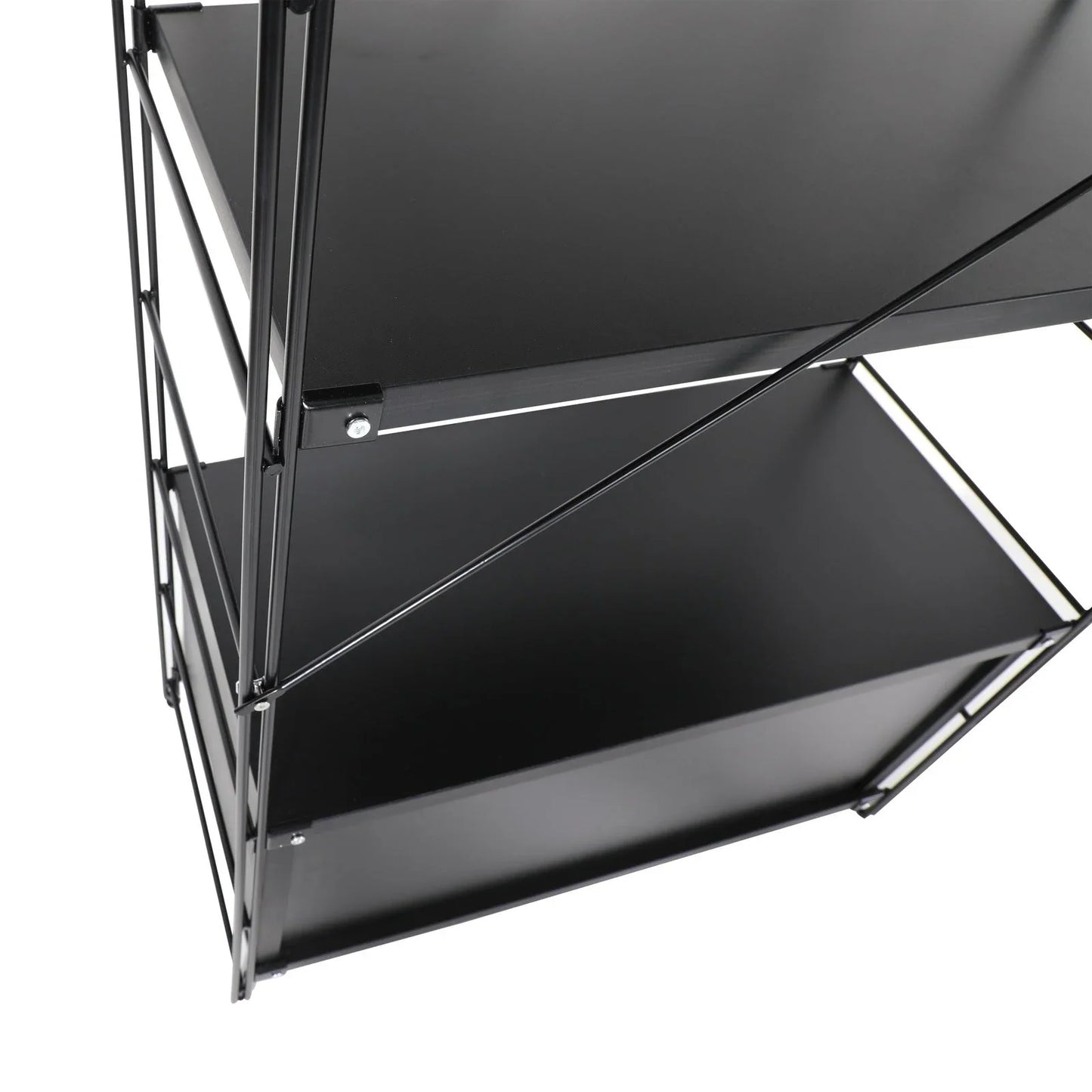 Brentwood Etagere Bookcase with Black Powder Coated Steel Frame and Melamine Board Shelves - Elax Furniture