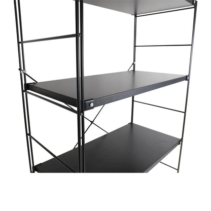 Brentwood Etagere Bookcase with Black Powder Coated Steel Frame and Melamine Board Shelves - Elax Furniture