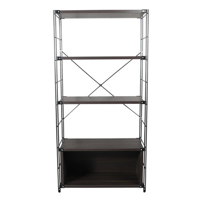 Brentwood Etagere Bookcase with Black Powder Coated Steel Frame and Melamine Board Shelves - Elax Furniture
