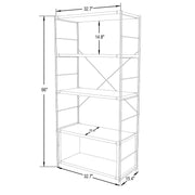 Brentwood Etagere Bookcase with Black Powder Coated Steel Frame and Melamine Board Shelves - Elax Furniture