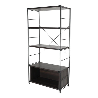 Brentwood Etagere Bookcase with Black Powder Coated Steel Frame and Melamine Board Shelves - Elax Furniture