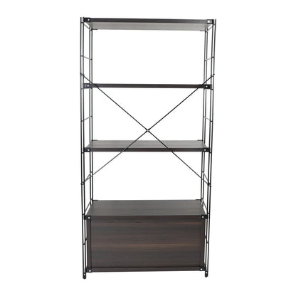 Brentwood Etagere Bookcase with Black Powder Coated Steel Frame and Melamine Board Shelves - Elax Furniture