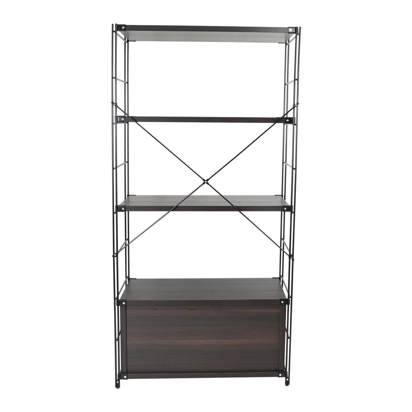 Brentwood Etagere Bookcase with White Powder Coated Steel Frame and Melamine Board Shelves - Elax Furniture