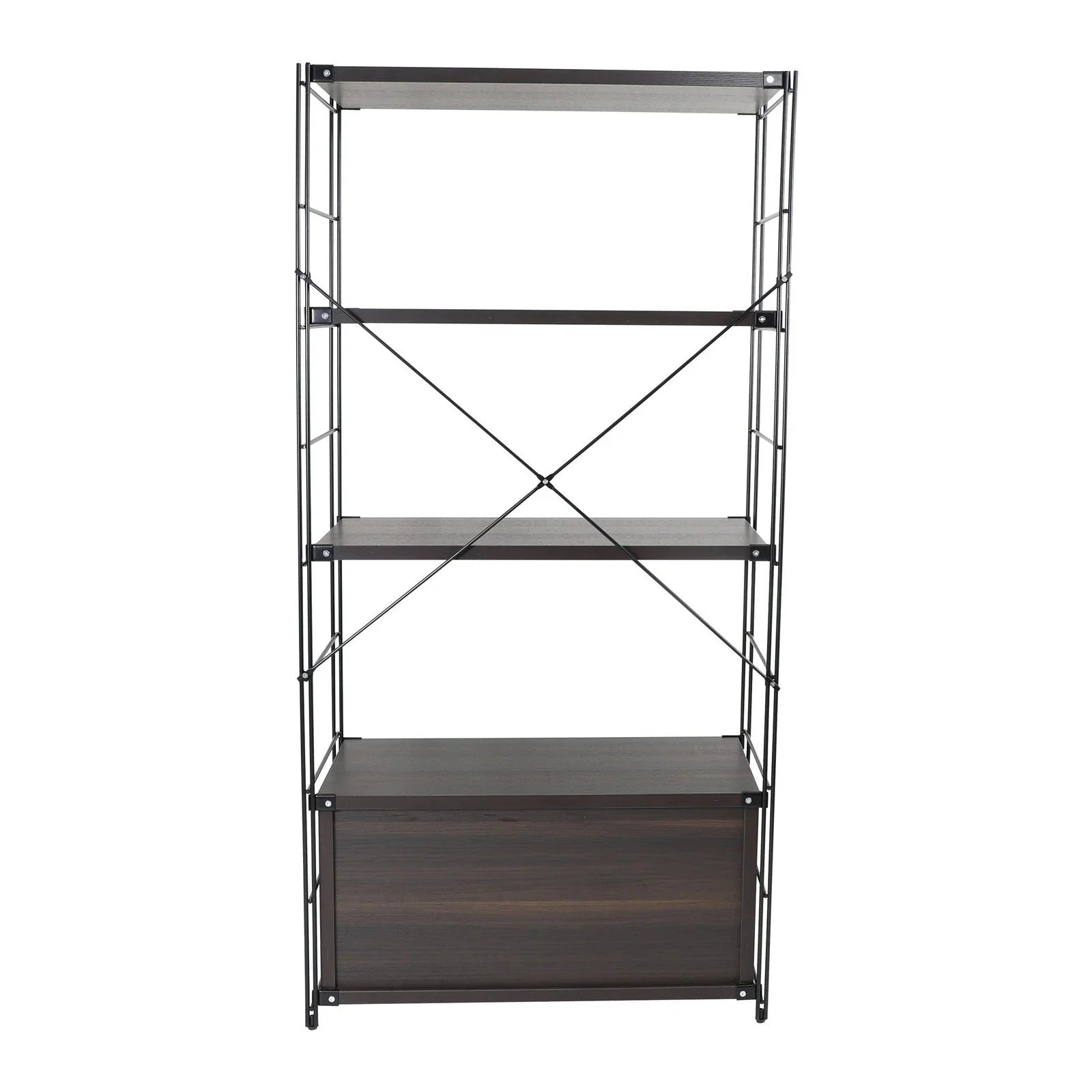 Brentwood Etagere Bookcase with White Powder Coated Steel Frame and Melamine Board Shelves - Elax Furniture