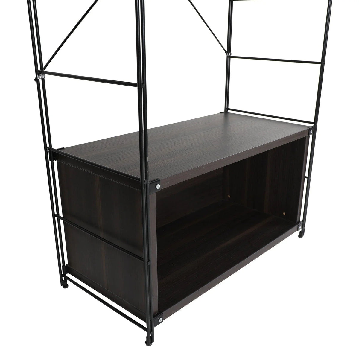 Brentwood Etagere Bookcase with Black Powder Coated Steel Frame and Melamine Board Shelves - Elax Furniture