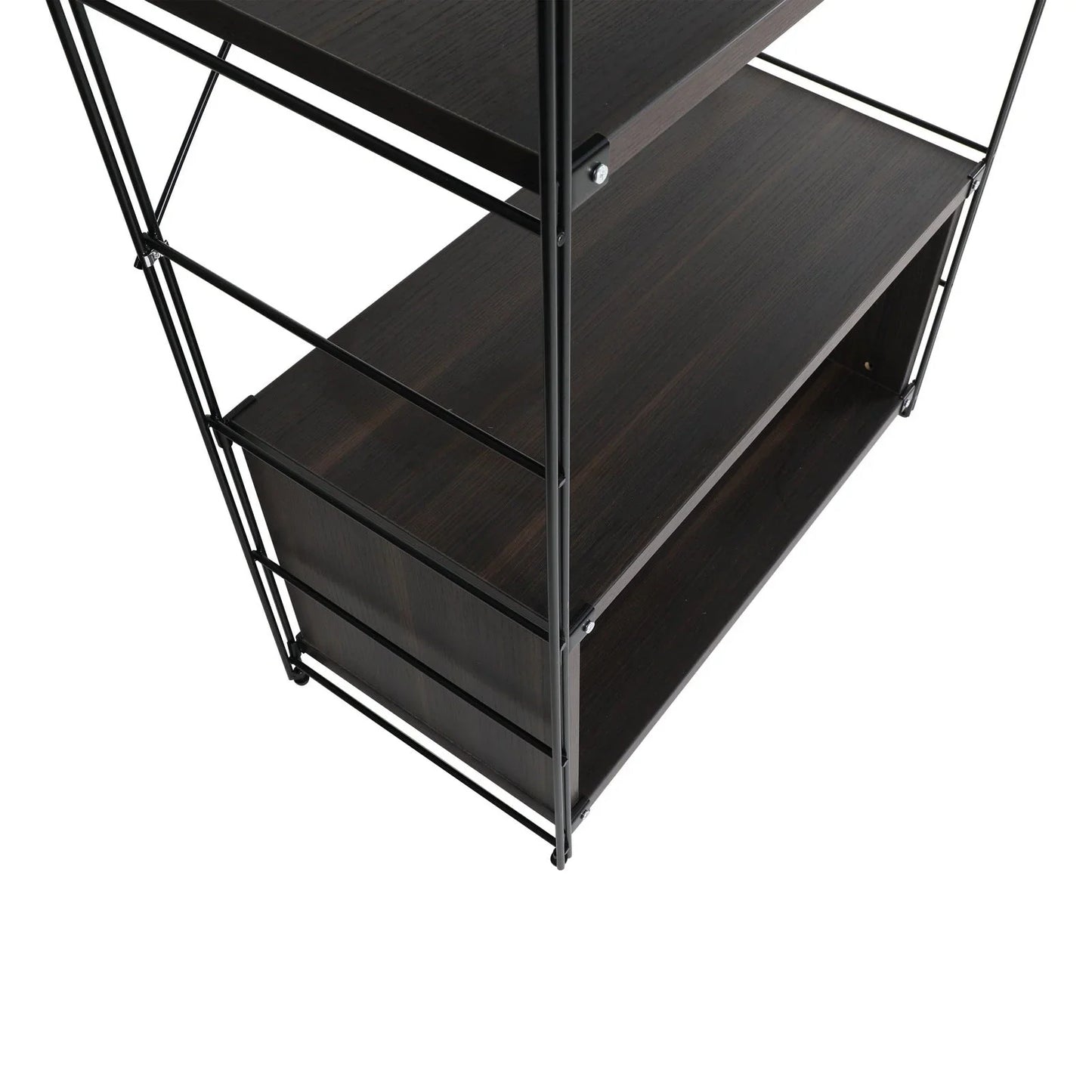Brentwood Etagere Bookcase with White Powder Coated Steel Frame and Melamine Board Shelves - Elax Furniture