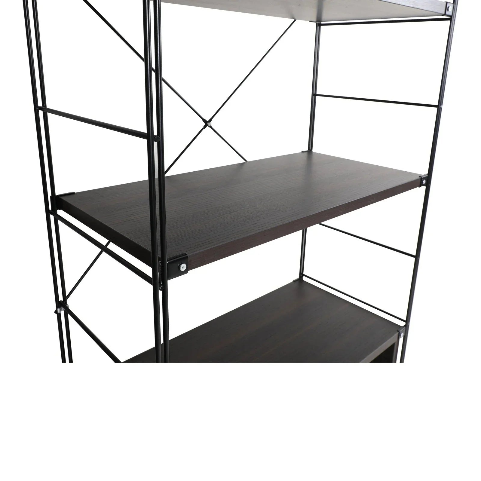 Brentwood Etagere Bookcase with Black Powder Coated Steel Frame and Melamine Board Shelves - Elax Furniture