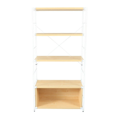 Brentwood Etagere Bookcase with White Powder Coated Steel Frame and Melamine Board Shelves - Elax Furniture