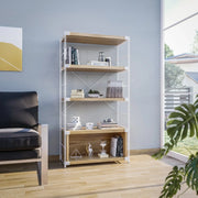 Brentwood Etagere Bookcase with White Powder Coated Steel Frame and Melamine Board Shelves - Elax Furniture