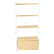 Brentwood Etagere Bookcase with White Powder Coated Steel Frame and Melamine Board Shelves - Elax Furniture
