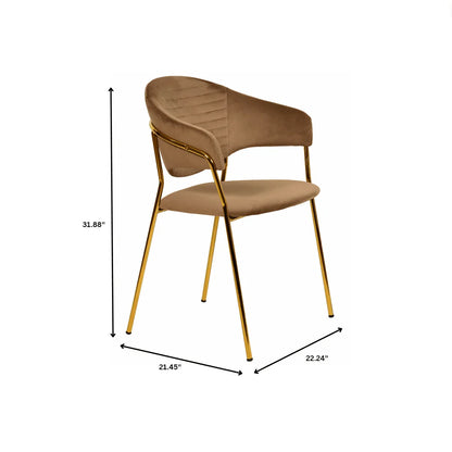 Bella Dining Chair Upholsted in Leather or Velvet in Gold Stainless Steel - Elax Furniture