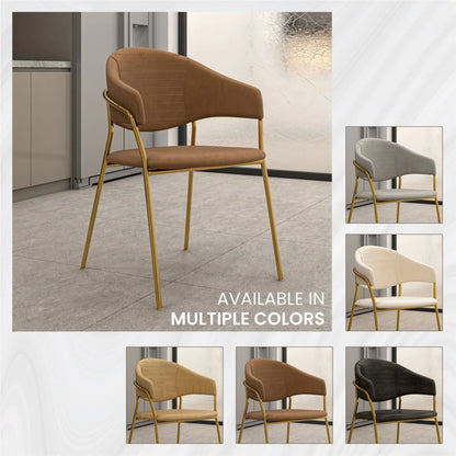 Bella Dining Chair Upholsted in Leather or Velvet in Gold Stainless Steel - Elax Furniture