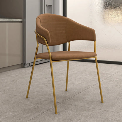 Bella Dining Chair Upholsted in Leather or Velvet in Gold Stainless Steel - Elax Furniture
