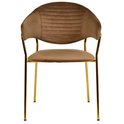 Bella Dining Chair Upholsted in Leather or Velvet in Gold Stainless Steel - Elax Furniture
