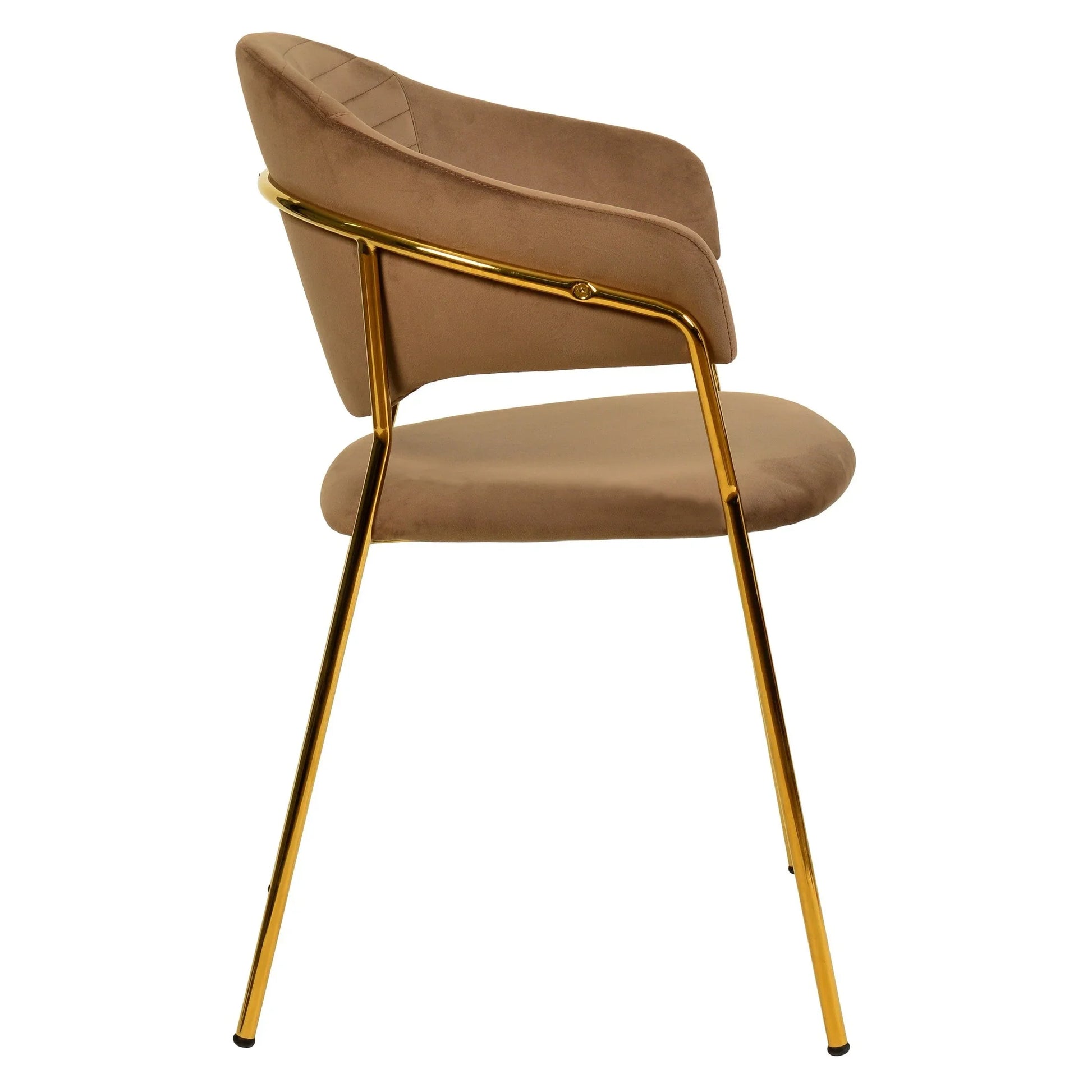 Bella Dining Chair Upholsted in Leather or Velvet in Gold Stainless Steel - Elax Furniture