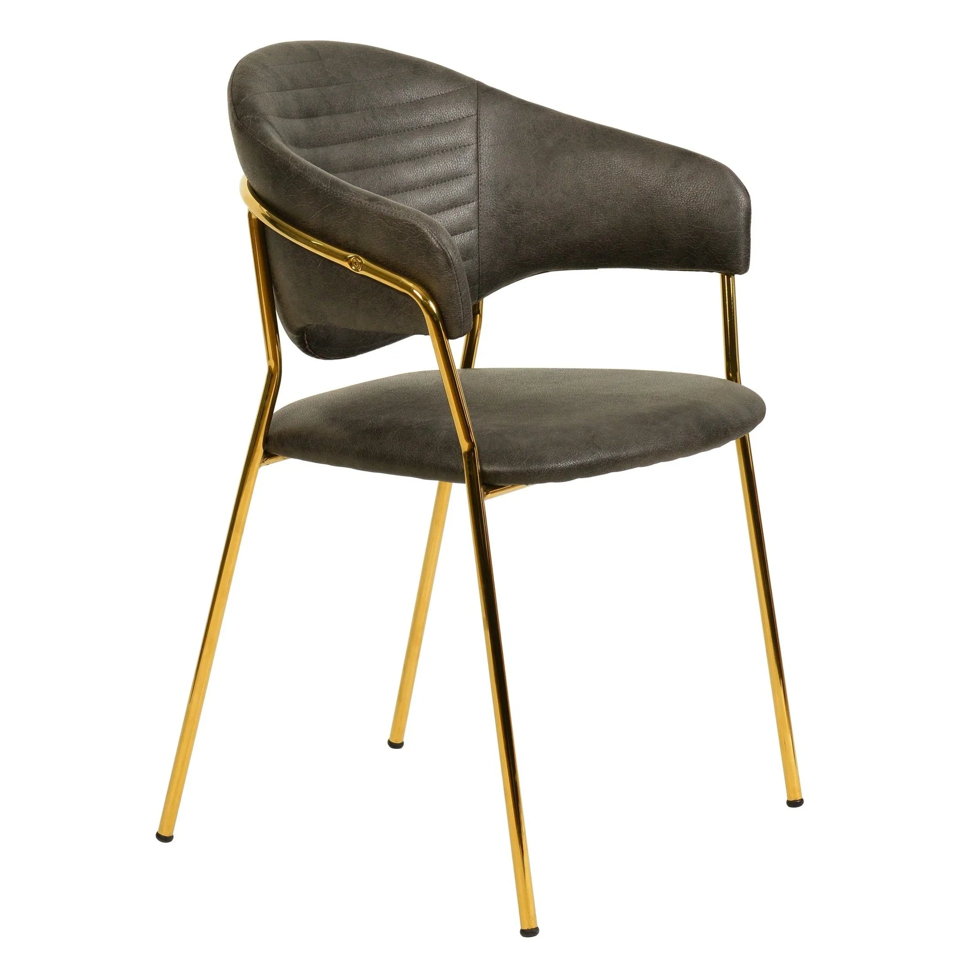 Bella Dining Chair Upholsted in Leather or Velvet in Gold Stainless Steel - Elax Furniture