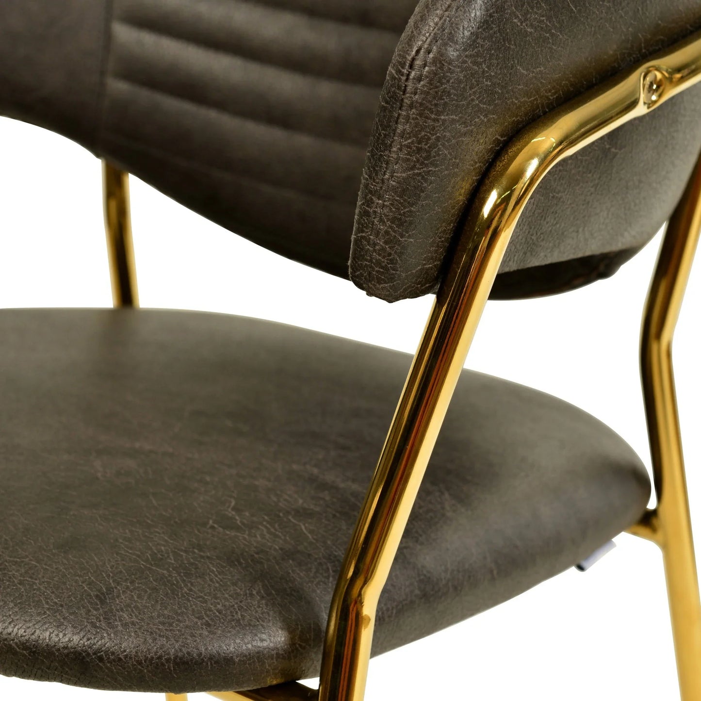 Bella Dining Chair Upholsted in Leather or Velvet in Gold Stainless Steel - Elax Furniture