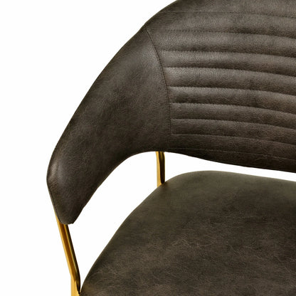 Bella Dining Chair Upholsted in Leather or Velvet in Gold Stainless Steel - Elax Furniture