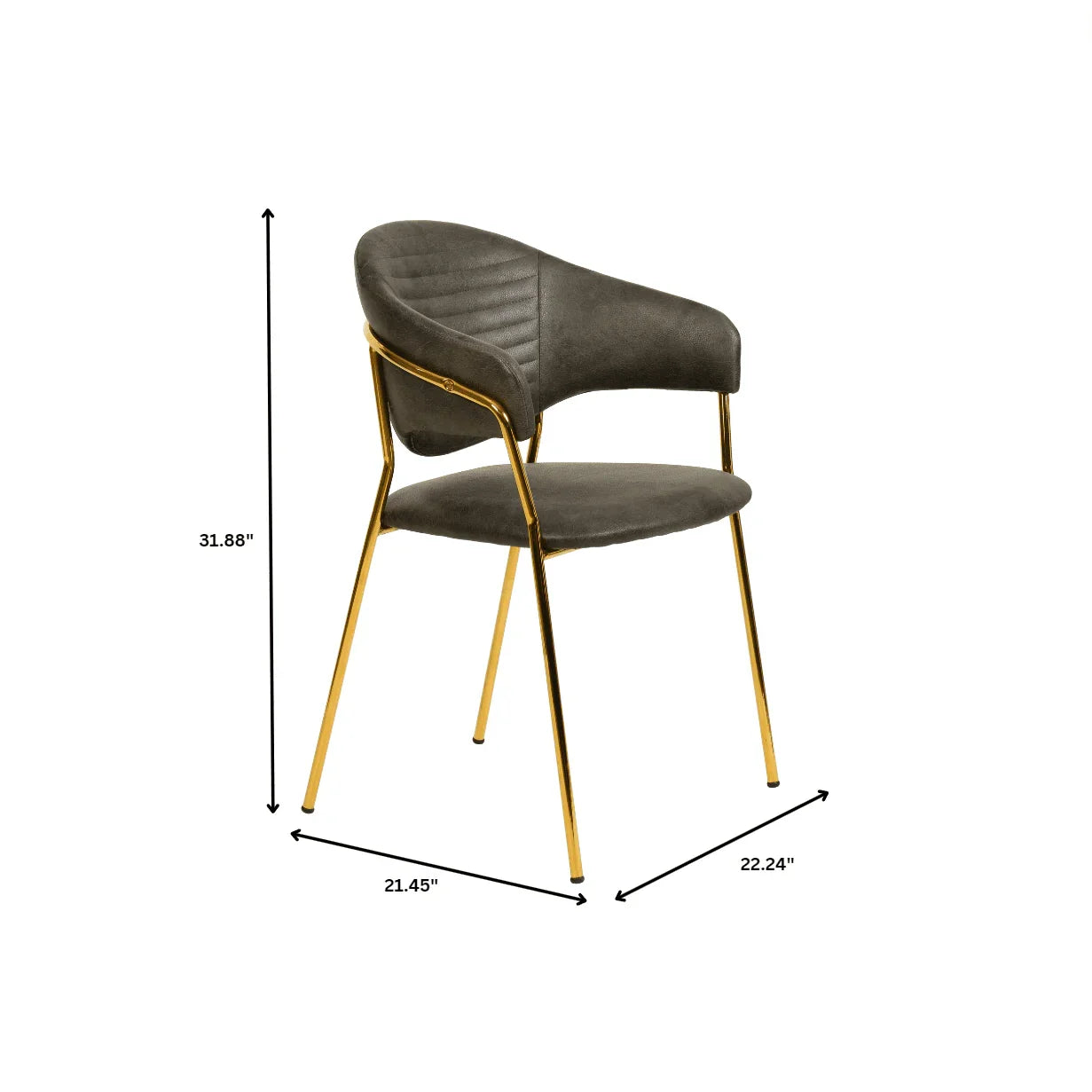 Bella Dining Chair Upholsted in Leather or Velvet in Gold Stainless Steel - Elax Furniture