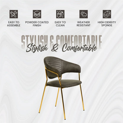 Bella Dining Chair Upholsted in Leather or Velvet in Gold Stainless Steel - Elax Furniture