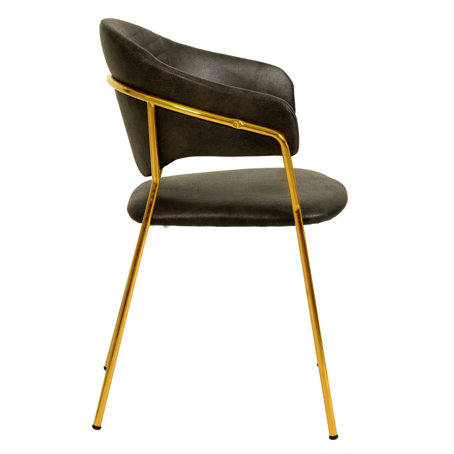 Bella Dining Chair Upholsted in Leather or Velvet in Gold Stainless Steel - Elax Furniture