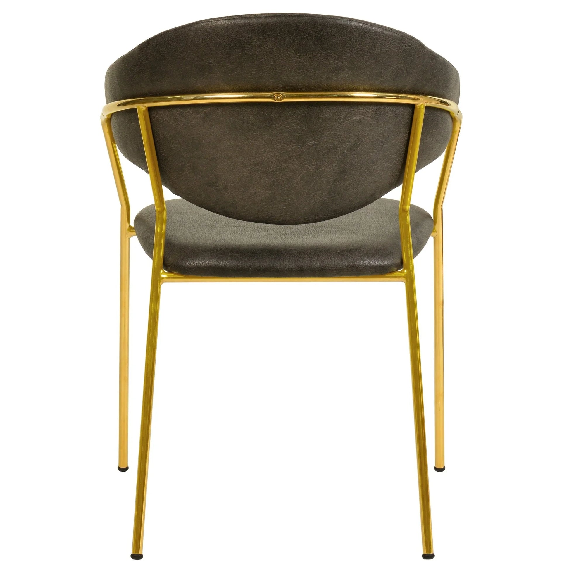 Bella Dining Chair Upholsted in Leather or Velvet in Gold Stainless Steel - Elax Furniture