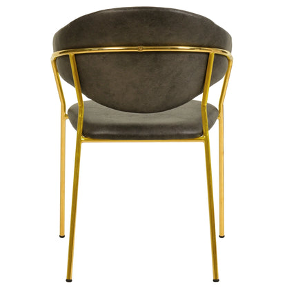 Bella Dining Chair Upholsted in Leather or Velvet in Gold Stainless Steel - Elax Furniture