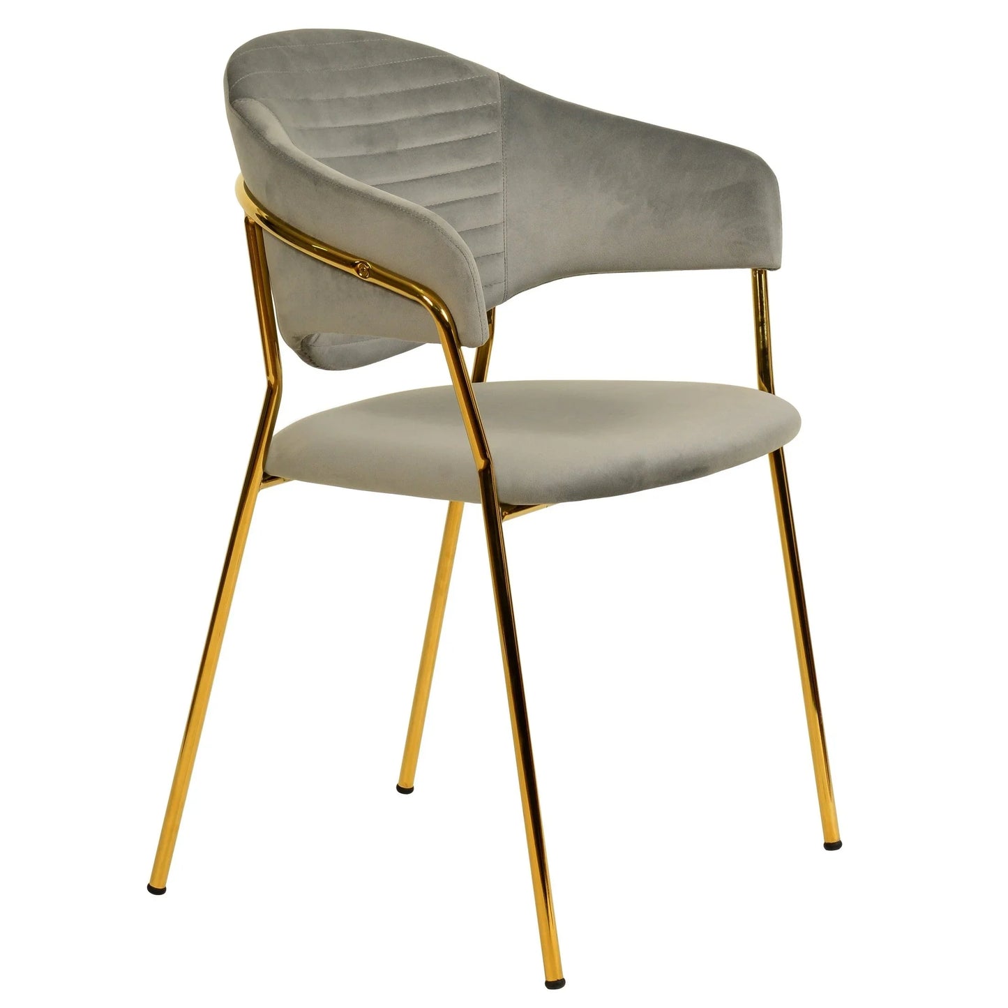 Bella Dining Chair Upholsted in Leather or Velvet in Gold Stainless Steel - Elax Furniture