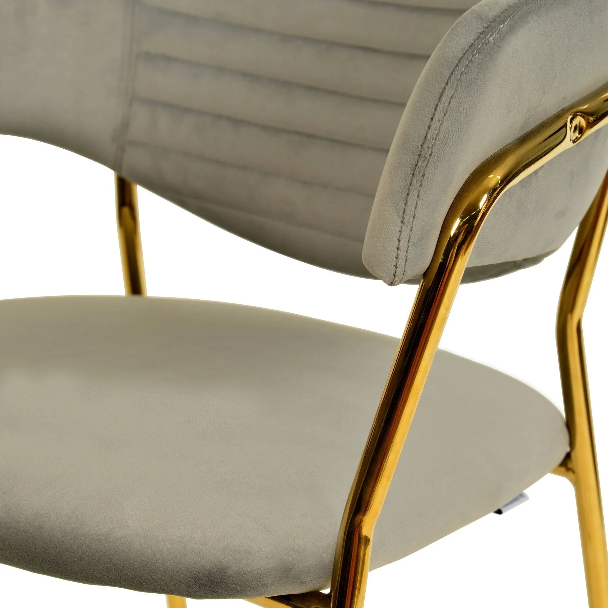 Bella Dining Chair Upholsted in Leather or Velvet in Gold Stainless Steel - Elax Furniture