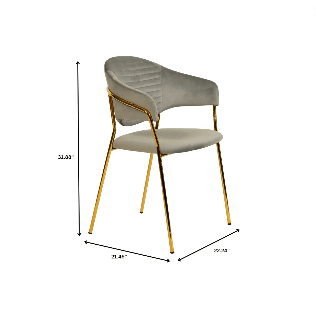 Bella Dining Chair Upholsted in Leather or Velvet in Gold Stainless Steel - Elax Furniture