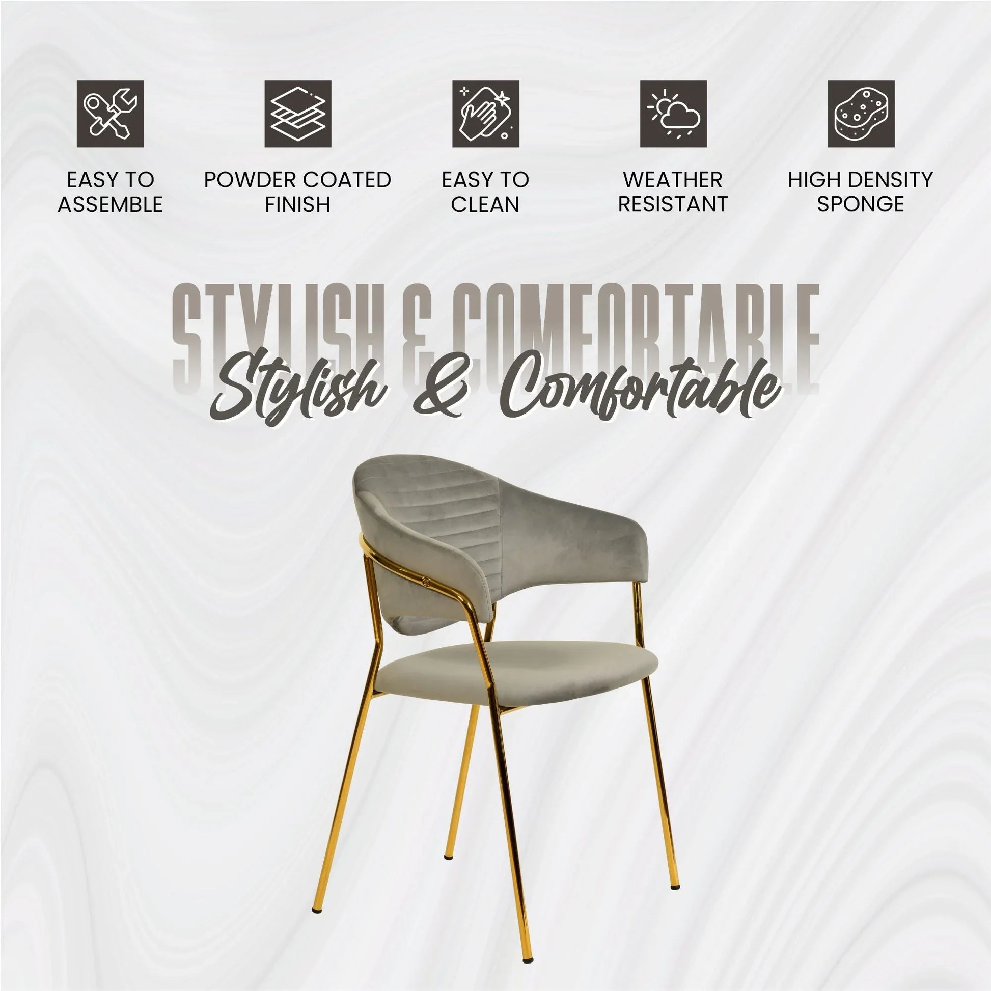 Bella Dining Chair Upholsted in Leather or Velvet in Gold Stainless Steel - Elax Furniture