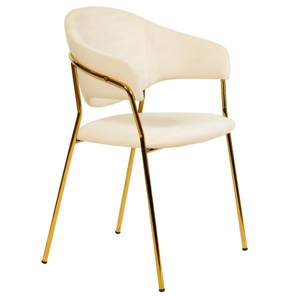Bella Dining Chair Upholsted in Leather or Velvet in Gold Stainless Steel - Elax Furniture
