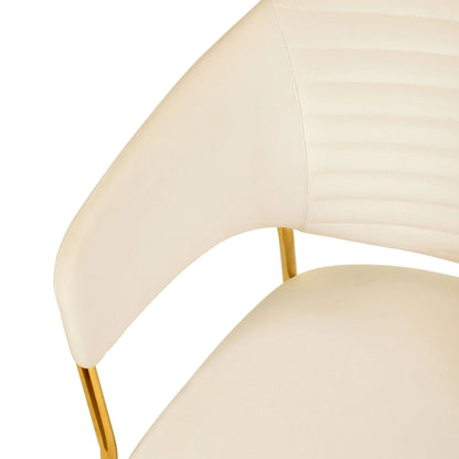 Bella Dining Chair Upholsted in Leather or Velvet in Gold Stainless Steel - Elax Furniture