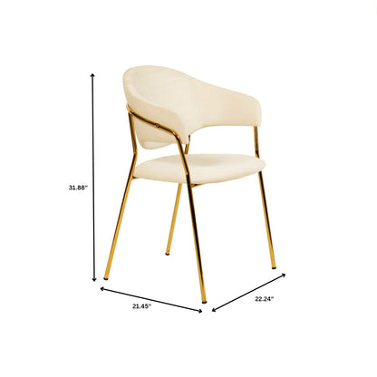 Bella Dining Chair Upholsted in Leather or Velvet in Gold Stainless Steel - Elax Furniture
