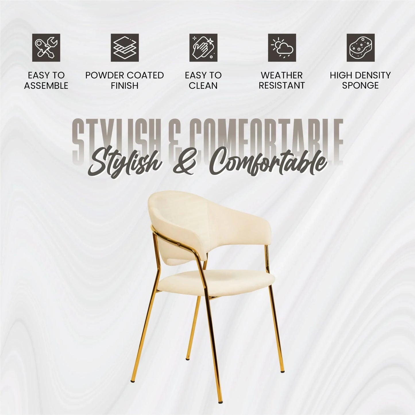 Bella Dining Chair Upholsted in Leather or Velvet in Gold Stainless Steel - Elax Furniture