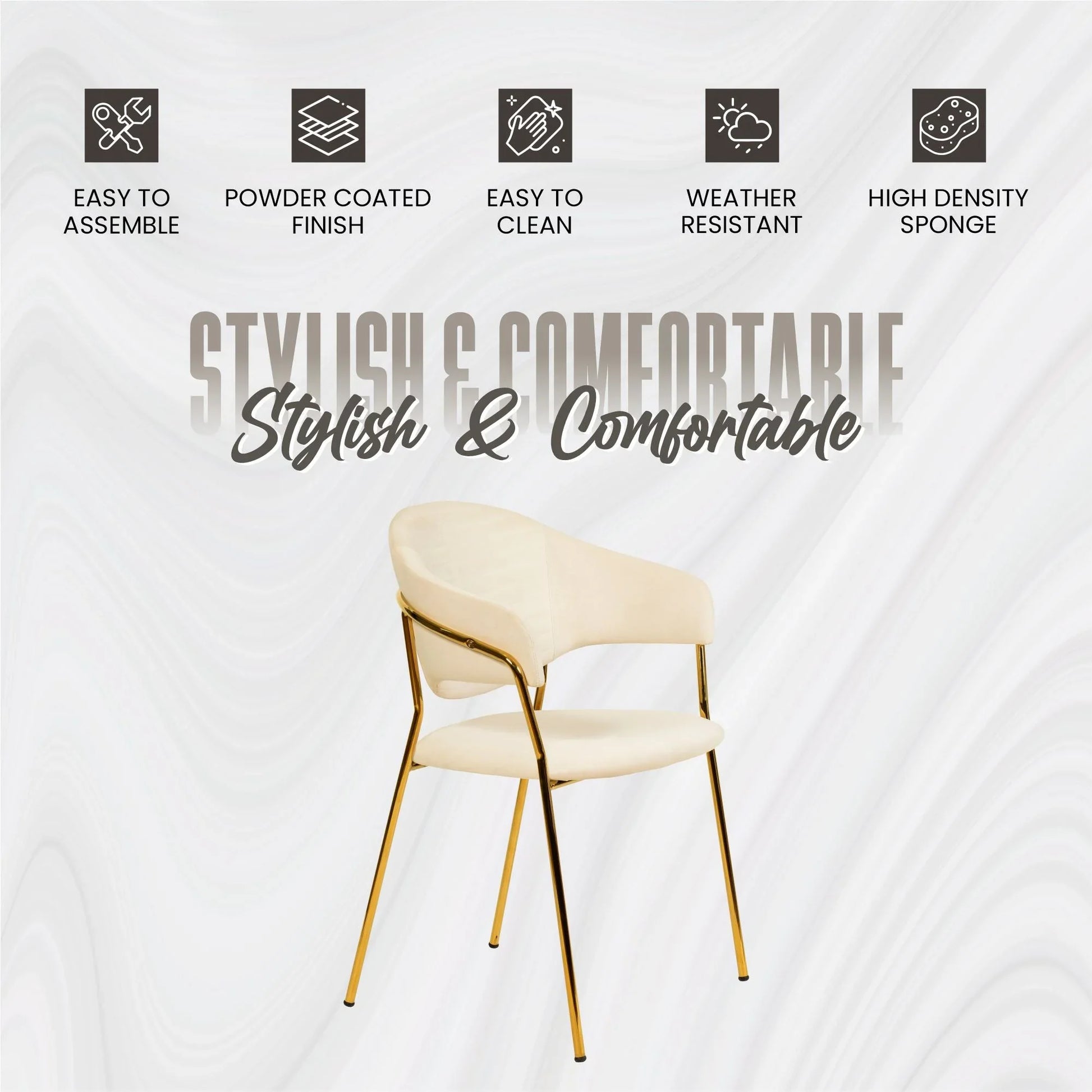 Bella Dining Chair Upholsted in Leather or Velvet in Gold Stainless Steel - Elax Furniture