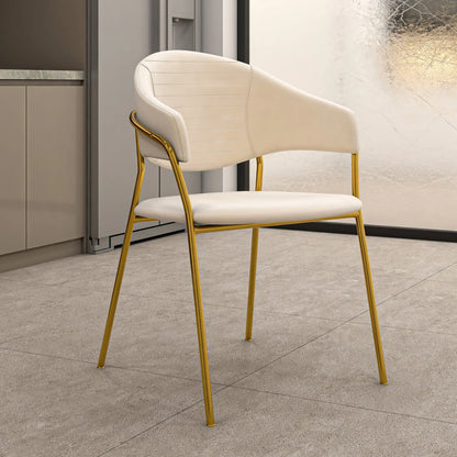 Bella Dining Chair Upholsted in Leather or Velvet in Gold Stainless Steel - Elax Furniture