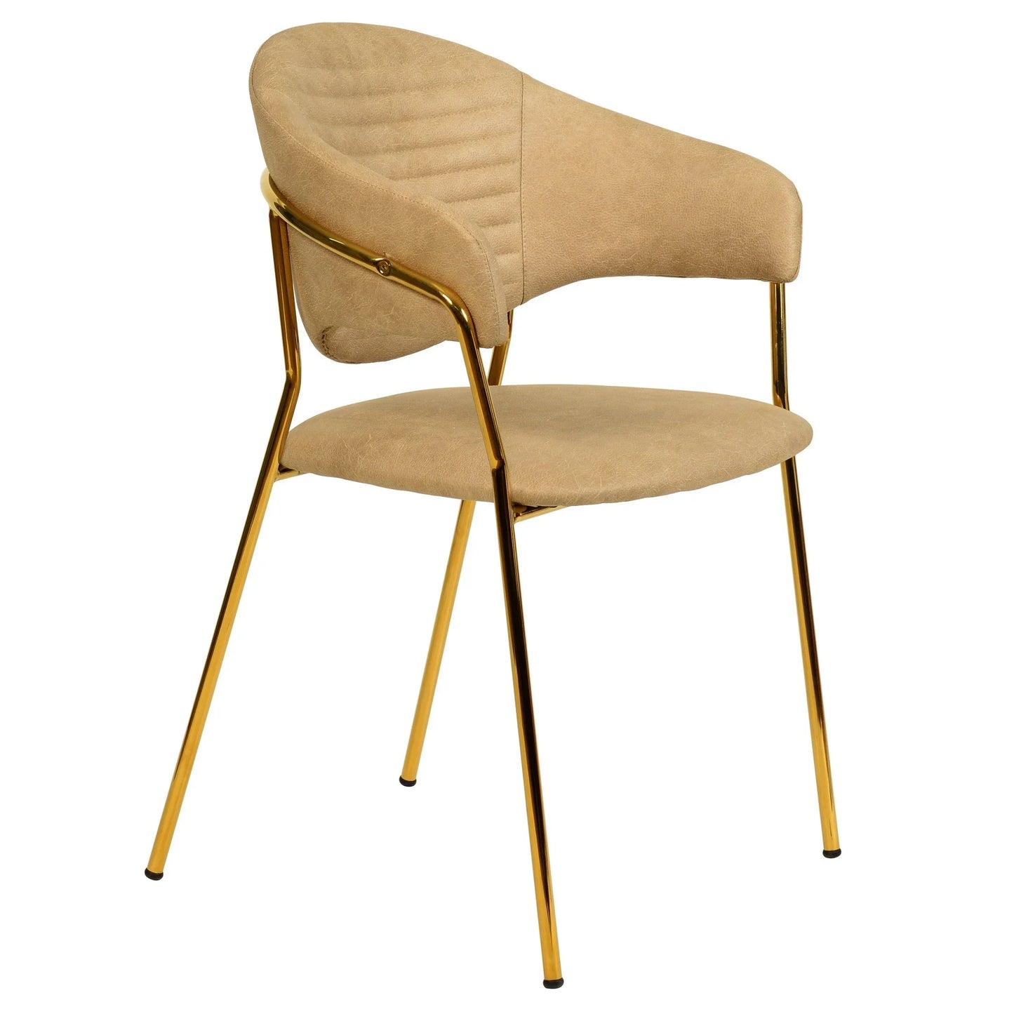 Bella Dining Chair Upholsted in Leather or Velvet in Gold Stainless Steel - Elax Furniture