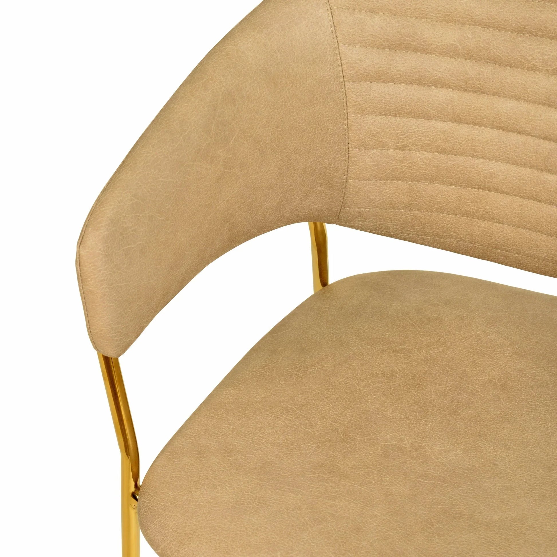 Bella Dining Chair Upholsted in Leather or Velvet in Gold Stainless Steel - Elax Furniture