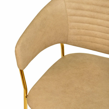 Bella Dining Chair Upholsted in Leather or Velvet in Gold Stainless Steel - Elax Furniture