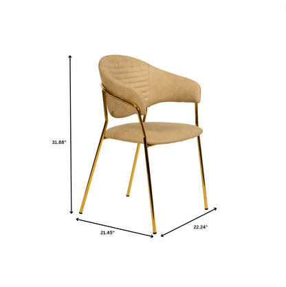 Bella Dining Chair Upholsted in Leather or Velvet in Gold Stainless Steel - Elax Furniture