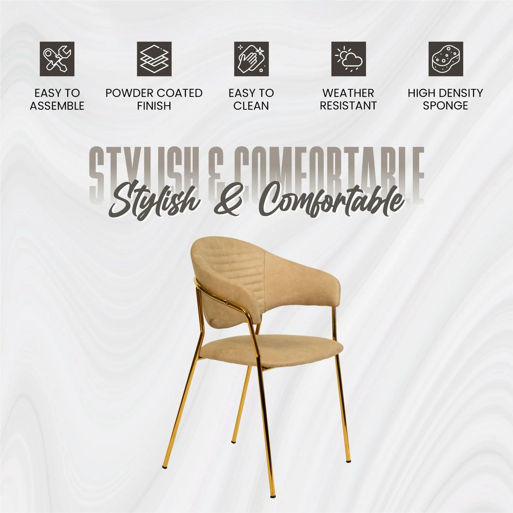 Bella Dining Chair Upholsted in Leather or Velvet in Gold Stainless Steel - Elax Furniture