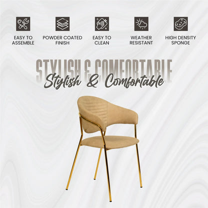 Bella Dining Chair Upholsted in Leather or Velvet in Gold Stainless Steel - Elax Furniture