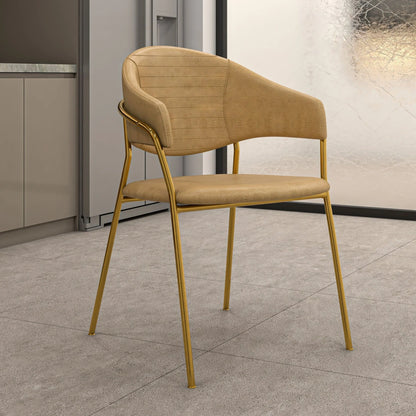 Bella Dining Chair Upholsted in Leather or Velvet in Gold Stainless Steel - Elax Furniture